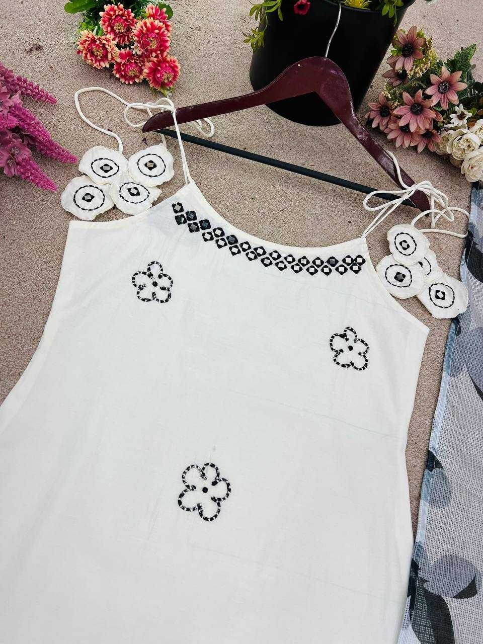 Heavy Roman Silk Mirror Work Sleeveless Kurti - MYLUXURY LANE ENTERPRISE